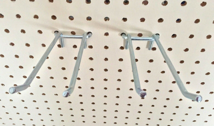 (2 Pack) 6"  Metal Peg Tool Holder Garage Shelf Hanger for 1/8" & 1/4" Pegboard