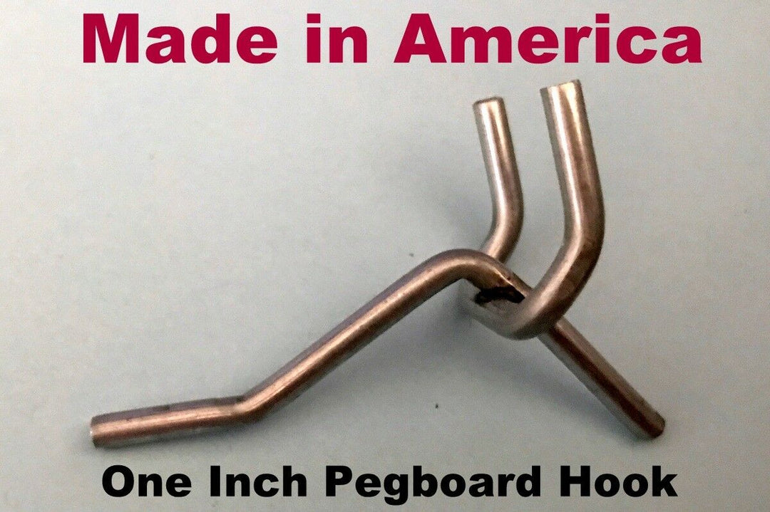 (250 PACK) One Inch Metal Peg Kit. Garage Shelf Hanger Hooks. 1/8"-1/4" Pegboard