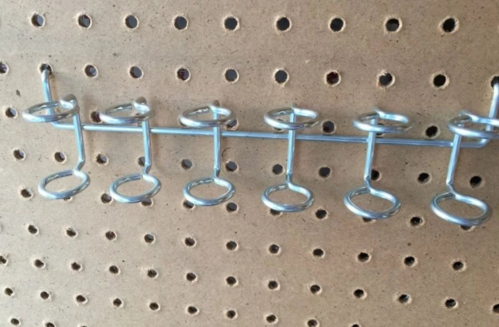 (2 Pack) Metal Peg Tool Holder Garage Shelf Hanger for 1/8" to 1/4" Pegboard