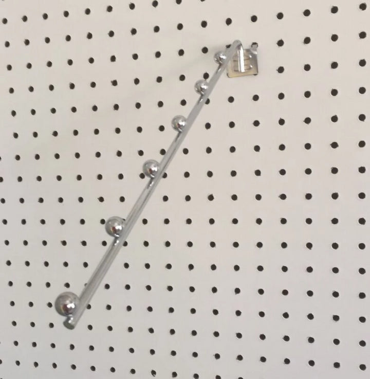 (8 Pack) Chrome Waterfall Display Peg Hook. For Slatwall, 3/16" & 1/4" Pegboard