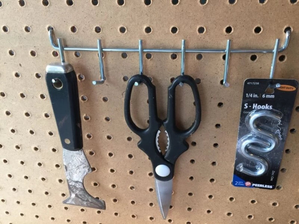 (8 Pack) 6-Hook All Metal Pegboard Angled Multi Tool Holder  0.148 X 1 1/2 inch