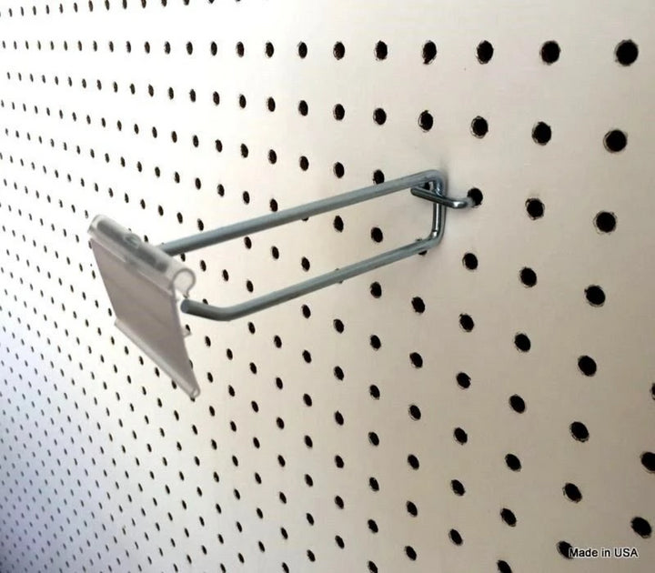 1,000 PACK 4" Flip Scan™ Metal Peg Hooks w/ Label Holder 1/8" to 1/4" Pegboard