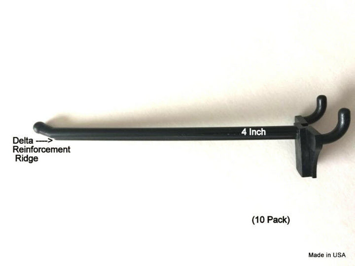 (10 PACK) 4 Inch Black Plastic Peg Kit. Garage Shelf Hanger Pegboard Hooks   USA