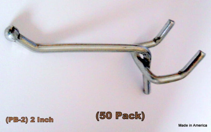 (100 Pack) Asst (50) 2 and (50) 1 Inch Peg Hooks Display Garage Shelf Hanger Kit