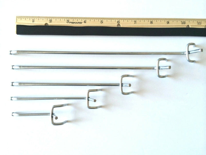 (100 Pack) Asst. Metal  Pegboard Hooks-20 Ea. of 10, 8, 6, 4, 2" Made In USA Peg