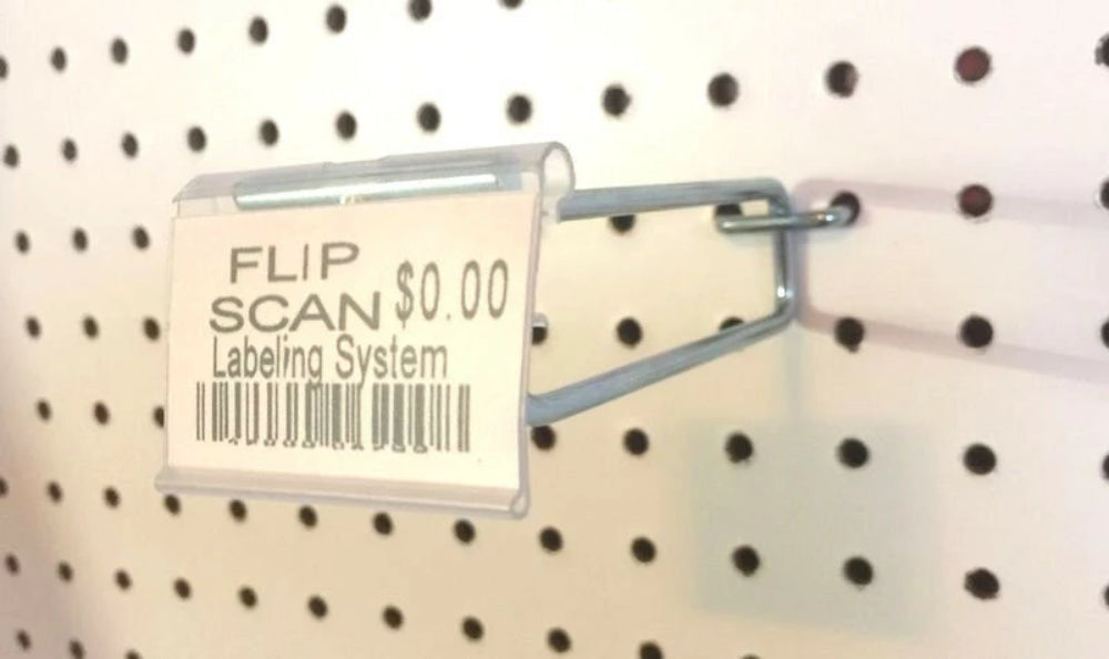 20 PACK 4 Inch Flip Scan™ Metal Peg Hooks w/Label Holder 1/8" to 1/4" Pegboard